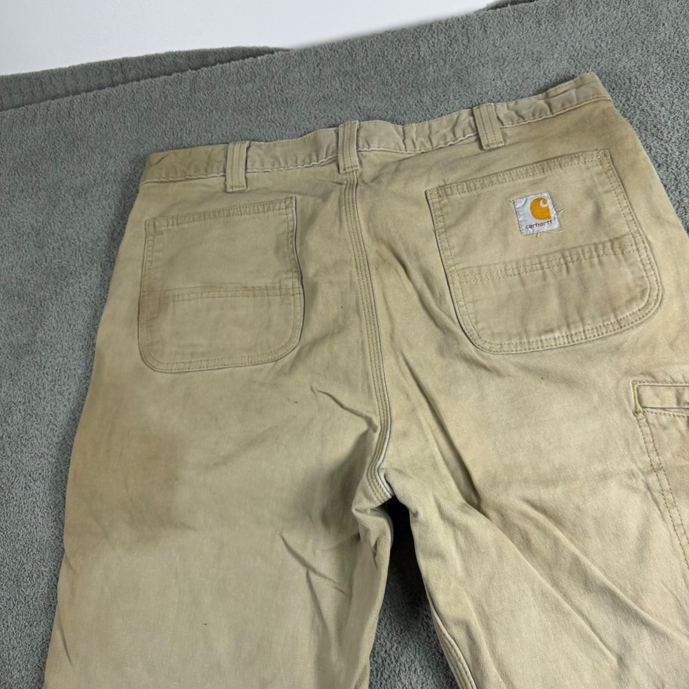 Carhartt Relaxed Fit Carpenter Pants Tan Khaki Canvas Workwear 38x34 9378